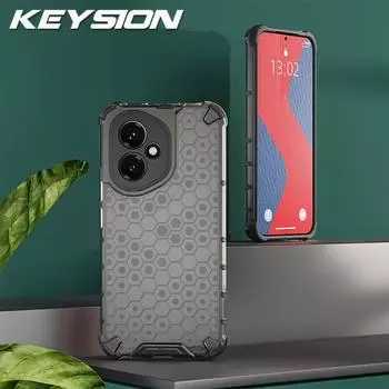 KEYSION Противоударный бронированный чехол для HONOR 400 Pro 5G Мягкий силикон+ПК Прозрачная сотовая задняя крышка для телефона Huawei Honor 400 for Honor 400 темно серый