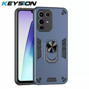 KEYSION Противоударный бронированный чехол для Infinix Note 50 Pro 4G Силикон+ПК Подставка-кольцо Чехол для телефона для Infinix Note 50 Pro+ 50X 50S 5G for Infinix Note 50 4G синий