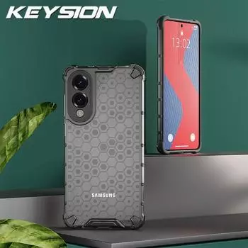 KEYSION Противоударный бронированный чехол для Samsung S25 Edge 5G Мягкий силиконовый + ПК Прозрачный сотовый чехол для телефона Galaxy S25 Edge 5G for Galaxy S25 Edge темно серый