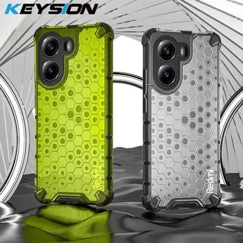 KEYSION Противоударный бронированный чехол для Xiaomi POCO X7 Pro Мягкий силикон+ПК Прозрачная сотовая задняя крышка для телефона для Redmi Turbo 4 for POCO X7 Pro темно серый