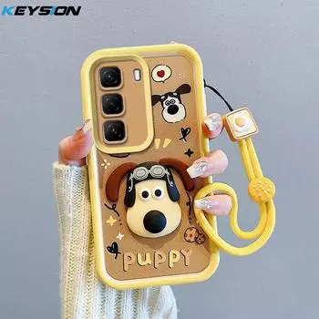 KEYSION Противоударный чехол для Infinix Hot 50 4G 5G со шнурком, мягкий силиконовый чехол с милой 3D-мультяшной куклой для телефона Infinix Hot 50 Pro 4G for Infinix Hot 50 4G