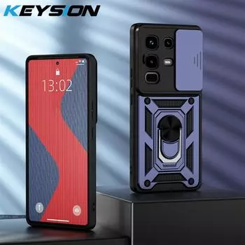 KEYSION Противоударный чехол для Infinix Note 50 Pro 4G со сдвижной защитой камеры, металлической кольцевой подставкой, чехол для телефона для Infinix Note 50 4G for Infinix Note 50 4G синий