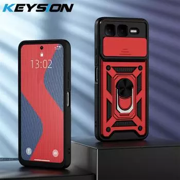 KEYSION Противоударный чехол для Infinix Smart 10 Plus Защитное кольцо для объектива камеры-слайдера Подставка Чехол для телефона для Infinix Smart 10 Plus for Smart 10 Plus красный