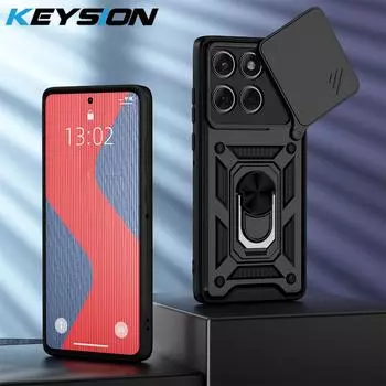 KEYSION Противоударный чехол для Motorola Edge 60 Fusion 5G, защитное кольцо для камеры, подставка, чехол для телефона MOTO Edge 60 Fusion 5G for Edge 60 Fusion чёрный