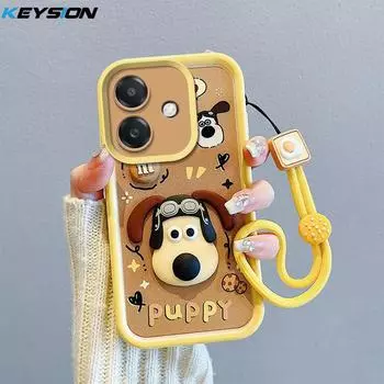 KEYSION Противоударный чехол для OPPO A5i со шнурком Мягкий силиконовый Милый 3D мультяшный кукольный чехол на заднюю панель телефона для OPPO A5i for OPPO A5i