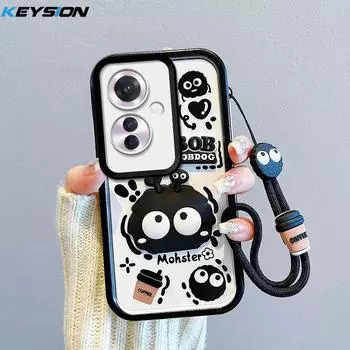 KEYSION Противоударный чехол для OPPO Reno11 F 5G со шнурком Мягкий силиконовый милый 3D мультяшный кукольный чехол на заднюю панель телефона для OPPO A79 5G for OPPO Reno11 F 5G