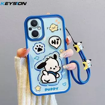 KEYSION Противоударный чехол для OPPO Reno8 Z 5G 7Z со шнурком, силиконовый милый 3D чехол для телефона с мультяшной куклой для OPPO Reno 7 8 Lite 5G for OPPO Reno8 Z 5G