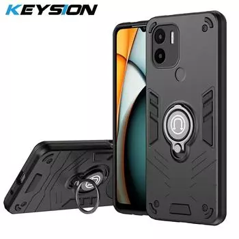 KEYSION Противоударный чехол для Redmi A2 + A1 Plus 12C, защитное кольцо для объектива камеры, чехол-подставка для телефона для Xiaomi POCO C55 C51 C50 for POCO C50 серый