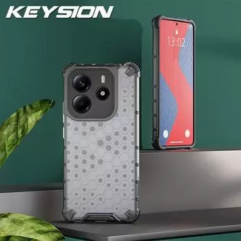 KEYSION Противоударный чехол для Redmi Note 14 4G 14 Pro+ 5G Силиконовый+ПК Прозрачный сотовый чехол для телефона Redmi Note 14 Pro 5G for Redmi Note 14 темно серый