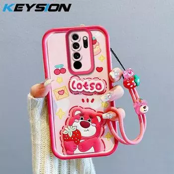 KEYSION Противоударный чехол для Redmi Note 8 Pro с ремешком, силиконовый милый 3D-чехол для телефона с мультяшной куклой для Redmi Note 9 Pro 9S for Redmi Note 8