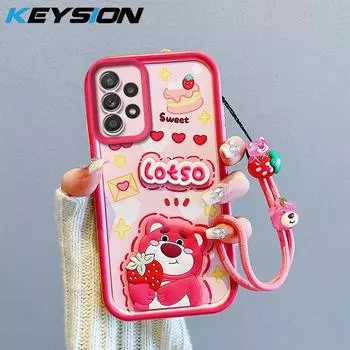 KEYSION Противоударный чехол для Samsung A53 5G A33 A23 A13 со шнурком, силиконовый милый 3D-чехол для телефона с мультяшной куклой для Galaxy A52 S 5G for Samsung A53 5G