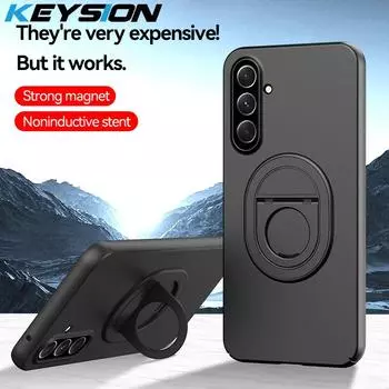 Противоударный чехол KEYSION для Samsung A54 5G A34 A24 A14 Матовый жесткий пластиковый чехол-подставка с кольцом для телефона Galaxy A14 LTE A24 A34 A54 for Samsung A14 серый