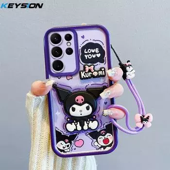 KEYSION Противоударный чехол для Samsung S22 Ultra S22+ S21 FE со шнурком, силиконовый чехол для телефона с 3D-мультяшной куклой для Galaxy S20 FE for Galaxy S22