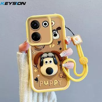 Противоударный чехол KEYSION для TECNO Camon 20 Pro 4G со шнурком, силиконовый чехол для телефона с милой 3D-мультяшной куклой для TECNO Camon 20 for Camon 20 4G