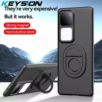 KEYSION Противоударный чехол для VIVO V30 Pro 5G V30 5G, матовый жесткий пластиковый чехол-подставка для телефона с кольцом, задняя крышка для VIVO V30 5G V30 Pro 5G for VIVO V30 серый