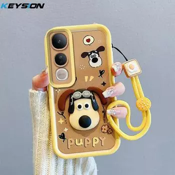 KEYSION Противоударный чехол для VIVO V50 Lite 5G со шнурком Мягкий силиконовый милый 3D мультяшный чехол для телефона с куклой для VIVO V50 Lite for VIVO V50 Lite