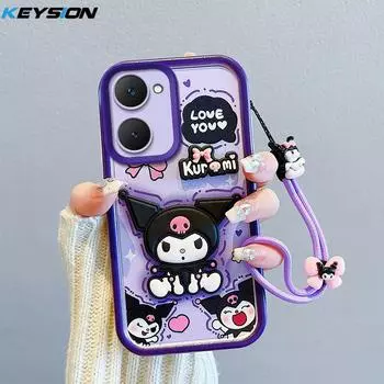 KEYSION Противоударный чехол для VIVO Y03 Y03t Y18 Y18e Y18s со шнурком, мягкий силиконовый милый 3D мультяшный чехол для телефона с куклой для VIVO Y28s 5G for VIVO Y03