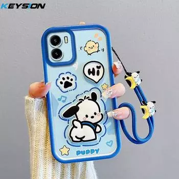 KEYSION Противоударный чехол для VIVO Y15S Y15A Y15C Y16 со шнурком, мягкий силиконовый чехол для телефона с милой 3D-мультяшной куклой для VIVO Y01 for VIVO Y15S