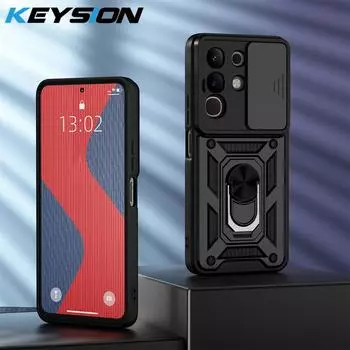 KEYSION Противоударный чехол для VIVO Y29 4G Мягкий силиконовый + защитный чехол для камеры из поликарбоната с металлическим кольцом и подставкой для телефона VIVO Y29 for VIVO Y29 чёрный