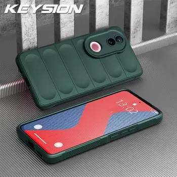 KEYSION Противоударный матовый чехол для телефона VIVO V50 5G Противоскользящий мягкий силиконовый чехол для телефона VIVO V50 5G for VIVO V50 зелёный