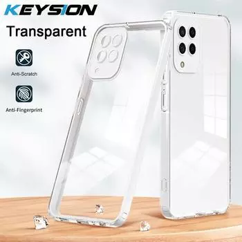 KEYSION противоударный прозрачный чехол для Samsung M53 5G прозрачный мягкий силикон ТПУ + ПК бампер задняя крышка для телефона Galaxy M53 5G for Samsung M53 5G белый