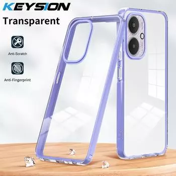 KEYSION противоударный прозрачный чехол для Xiaomi POCO C65 C55, прозрачный мягкий силиконовый ТПУ + задняя крышка для телефона из ПК для Redmi 13C 12C for POCO C65 белый