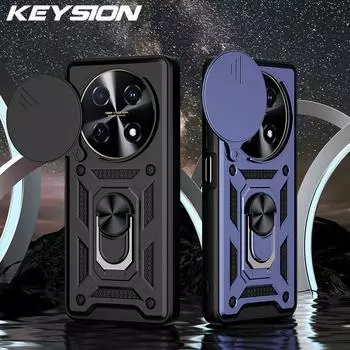 KEYSION Противоударный защитный чехол для Huawei nova 12i, защитное кольцо для объектива камеры, подставка, задняя крышка для телефона Huawei nova 12i for Huawei nova 12i красный