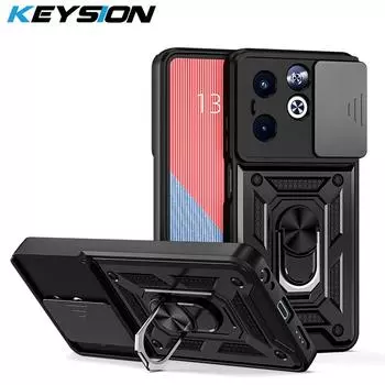 Противоударный защитный чехол KEYSION для Infinix Smart 8 Pro 8 Plus Slide Camera Защитное кольцо Подставка Чехол для телефона для Infinix Hot 40i for Infinix Hot 40i красный