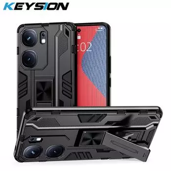 KEYSION Противоударный защитный чехол для IQOO Neo9 Pro 9S Pro, мягкий силикон + подставка для ПК, задняя крышка для телефона VIVO IQOO Neo 8 Pro 7 SE