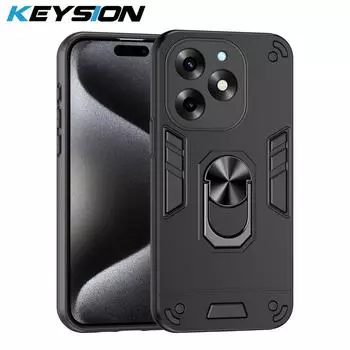 KEYSION Противоударный защитный чехол для Itel S23+ Мягкий силикон + защитное кольцо для камеры ПК Подставка для телефона Задняя крышка для Itel S23 Plus for Itel S23 синий