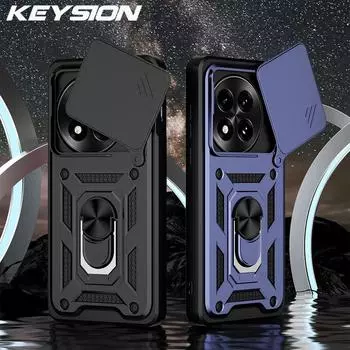 KEYSION Противоударный защитный чехол для OnePlus 13 5G, защитное кольцо для камеры, подставка, задняя крышка для телефона OnePlus 13 5G for OnePlus 13 чёрный