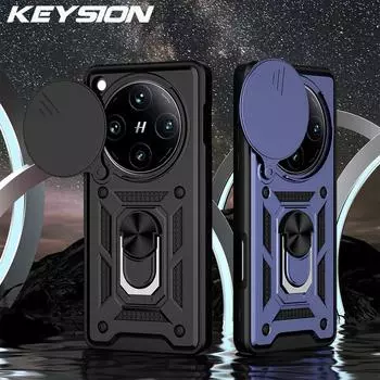 KEYSION Противоударный защитный чехол для OPPO Find X8 Pro 5G Slide Camera Защитное кольцо Подставка для телефона Задняя крышка для OPPO Find X8 Pro for OPPO Find X8 чёрный