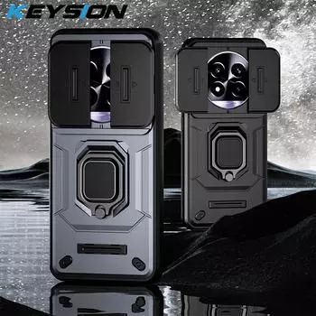 KEYSION Противоударный защитный чехол для Realme 13 Pro+ 5G, защитное кольцо для камеры, подставка, задняя крышка для Realme 13 Pro 5G for Realme 13 Pro 5G фиолетовый