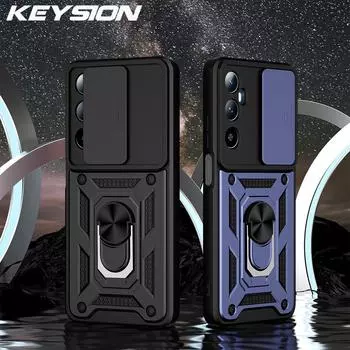 KEYSION Противоударный защитный чехол для Realme C65 4G, защитное кольцо для объектива камеры, подставка, задняя крышка для телефона OPPO Realme C65 for Realme C65 красный