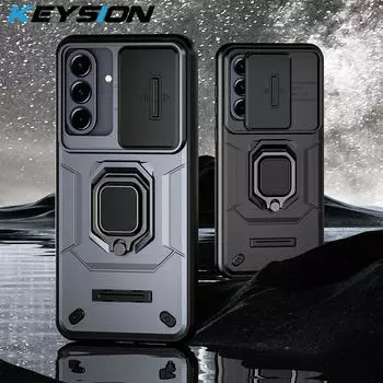 KEYSION Противоударный бронированный чехол для Samsung A56 5G A36 Сдвижной толкающий защитный кольцо для защиты объектива камеры Чехол для телефона для Galaxy A26 A56 for Samsung A56 5G фиолетовый