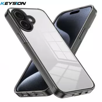 KEYSION Прозрачный чехол для iPhone 16 Pro Max 15Plus ТПУ+ПК Нескользящий HD Прозрачный Ударопрочный Чехол для телефона для iPhone 15 Pro 16 Plus for iPhone 16 чёрный