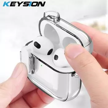 KEYSION Прозрачный чехол для наушников Bluetooth для AirPods 4, прозрачный мягкий силикон TPU+PC с переключателем, противоударный чехол для AirPods 4 for AirPods 4 серый