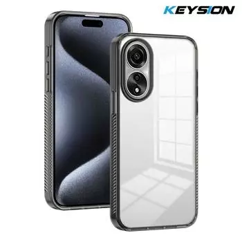 KEYSION Прозрачный чехол для OPPO A78 A58 A38 A18 Мягкий ТПУ+ПК Противоскользящий HD Прозрачный Ударопрочный Чехол для телефона для OPPO A17 A17K for OPPO A78 чёрный