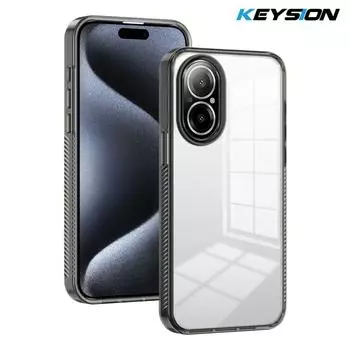 KEYSION Прозрачный чехол для Realme C67 4G Мягкий ТПУ+ПК Противоскользящий HD Прозрачный Ударопрочный Задняя крышка телефона для OPPO Realme C67 for Realme C67 чёрный