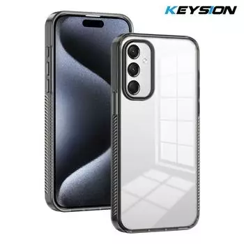 KEYSION Прозрачный чехол для Samsung A16 5G Мягкий ТПУ+ПК Противоскользящий HD Прозрачный Противоударный Чехол для телефона для Galaxy A24 A04S for Samsung A16 чёрный