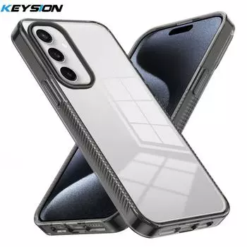 KEYSION Прозрачный чехол для Samsung S24 Ultra 5G S23 FE ТПУ+ПК Противоскользящий Прозрачный Ударопрочный Чехол для телефона для Galaxy S23 S22 Ultra for Galaxy S24 чёрный