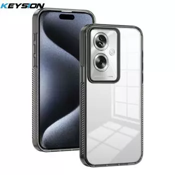 KEYSION Прозрачный чехол для телефона для OPPO Reno11 F 5G Мягкий ТПУ+ПК Нескользящий HD Прозрачный Ударопрочный Задняя крышка для телефона для OPPO A79 5G for OPPO Reno11 F 5G чёрный