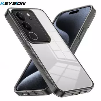 KEYSION Прозрачный чехол для телефона для VIVO V29 5G V29e Мягкий ТПУ+ПК Нескользящий HD Прозрачный Ударопрочный Задняя крышка для телефона для VIVO V29e 5G for VIVO V29 5G чёрный
