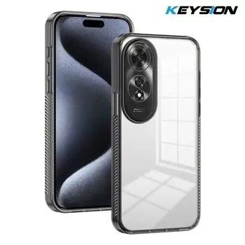 KEYSION Прозрачный чехол для телефона OPPO A60 4G Мягкий ТПУ+ПК Нескользящий HD Прозрачный Ударопрочный Задняя крышка для телефона OPPO A60 for OPPO A60 чёрный
