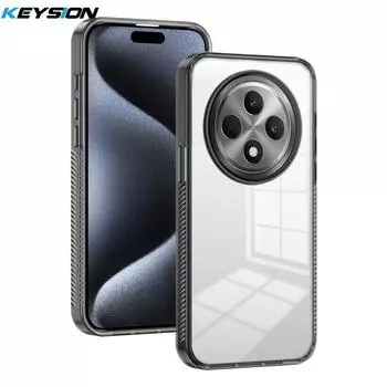 KEYSION Прозрачный чехол для телефона OPPO Reno12 F 5G Мягкий ТПУ+ПК Нескользящий HD Прозрачный Ударопрочный Чехол для телефона для OPPO Reno 12F 5G for OPPO Reno12 F 5G чёрный