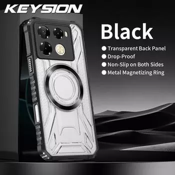 KEYSION Прозрачный Магнитный Чехол для Infinix Note 40 Pro+5G 40 4G Сверхпрочный Ударопрочный Чехол для Телефона для Infinix Note 30 Pro 4G for Infinix Note 40 4G чёрный