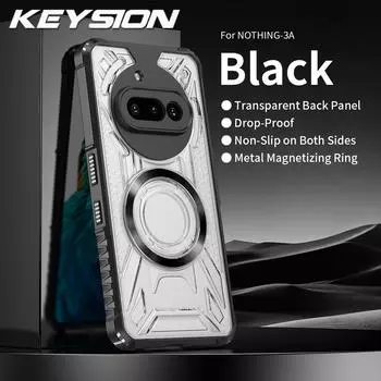 KEYSION Прозрачный магнитный чехол для Nothing Phone 3A Pro Силикон+ПК Сверхпрочный противоударный чехол для телефона для Nothing Phone 3A for Nothing 3A чёрный