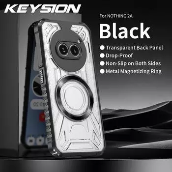 KEYSION Прозрачный магнитный чехол для Nothing Phone 2A Plus Силиконовый+ПК Сверхпрочный противоударный чехол для телефона для Nothing Phone 2A for Nothing 2A чёрный