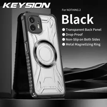 KEYSION Прозрачный Магнитный Чехол для Nothing Phone 2 1 Силикон+ПК Сверхпрочный Противоударный Чехол для Телефона для Nothing Phone 1 2 for Nothing Phone 2 чёрный