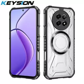 KEYSION Прозрачный магнитный чехол для Realme 13 5G 12 12X 5G Сверхпрочный противоударный чехол для задней панели телефона для OPPO Realme 11 5G 11X 5G for Realme 13 5G чёрный